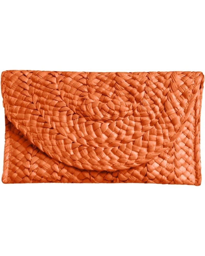 Straw Clutch Purse for Women, Woven Beach Straw Bags for Summer,Rattan Clutch For Girl Vacation Orange $11.33 Clutches