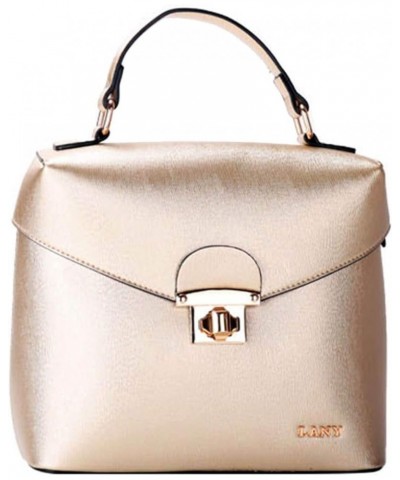 Front Flap Twist Lock Top Handle Satchel w/Makeup Pouch, Wallet, Crossbody Strap Set Gold $22.79 Satchels