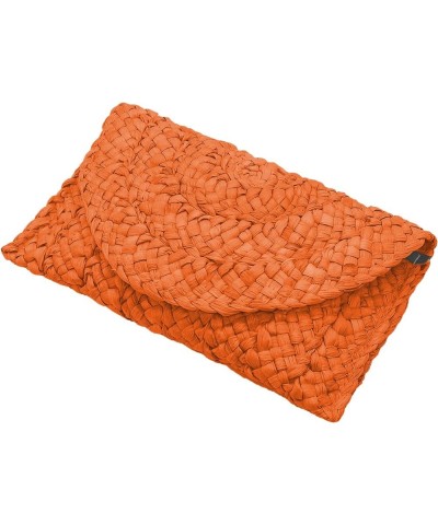 Straw Clutch Purse for Women, Woven Beach Straw Bags for Summer,Rattan Clutch For Girl Vacation Orange $11.33 Clutches