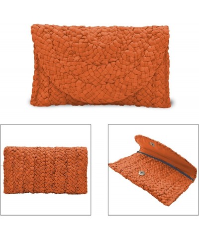 Straw Clutch Purse for Women, Woven Beach Straw Bags for Summer,Rattan Clutch For Girl Vacation Orange $11.33 Clutches