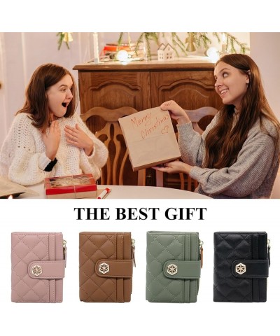 Womens Wallet Card Holder Small Bifold RFID Blocking Purse Short Quilted Leather Pocket for Women Girls Ladies (Black) Pink $...