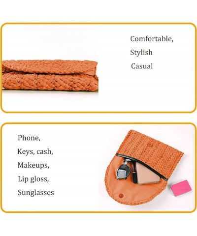 Straw Clutch Purse for Women, Woven Beach Straw Bags for Summer,Rattan Clutch For Girl Vacation Orange $11.33 Clutches