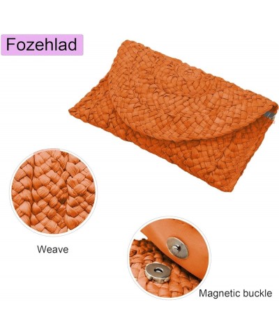 Straw Clutch Purse for Women, Woven Beach Straw Bags for Summer,Rattan Clutch For Girl Vacation Orange $11.33 Clutches