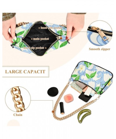 Floral Lemon Fashion Quilted Crossbody Bag for Women Shoulder Evening Purse with Gold Chain & Smooth Zipper Stylish Messenger...