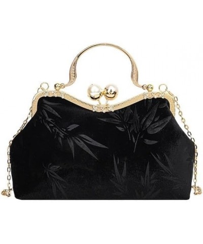 Chinese Style Retro Gold Velvet Evening Bag Women's Portable Shoulder Crossbody Bag Black $28.59 Shoulder Bags