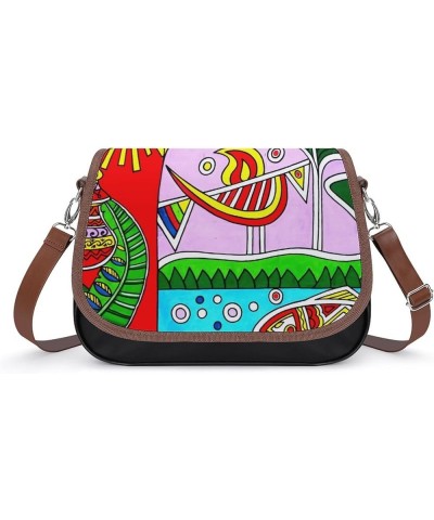 Fashion Crossbody Bags Women's Shoulder Bags Classic City Leather Satchels Hobo Bags Flamingos in The Dark Color9 $20.00 Hobo...