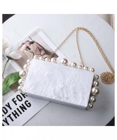 Acrylic Evening Handbag Pearl Women's Clutch Shoulder Bag Crossbody Bag Square Box Wedding Cocktail Party Prom J $33.38 Satchels