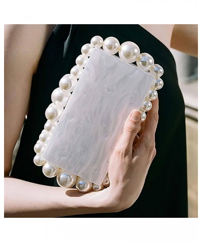 Acrylic Evening Handbag Pearl Women's Clutch Shoulder Bag Crossbody Bag Square Box Wedding Cocktail Party Prom J $33.38 Satchels