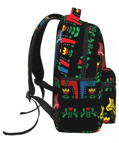 Runner Swedish Dala Horse Folk Stylish And Lightweight Backpack,Comfortable To Carry,Multi-Pocket Design,23l Capacity,Easily ...