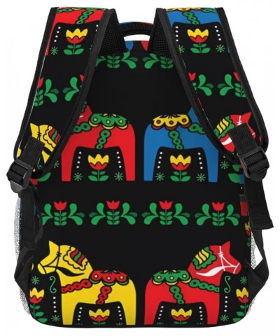 Runner Swedish Dala Horse Folk Stylish And Lightweight Backpack,Comfortable To Carry,Multi-Pocket Design,23l Capacity,Easily ...