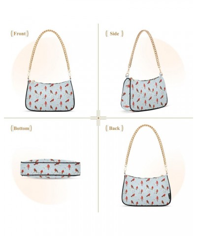 Winter Red Birds Women Shoulder Bag Clutch Chain Purse Handbags with Zipper Pocket Tote Bag for Phone Summer $12.90 Totes