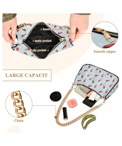 Winter Red Birds Women Shoulder Bag Clutch Chain Purse Handbags with Zipper Pocket Tote Bag for Phone Summer $12.90 Totes