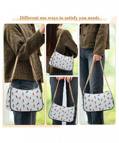 Winter Red Birds Women Shoulder Bag Clutch Chain Purse Handbags with Zipper Pocket Tote Bag for Phone Summer $12.90 Totes