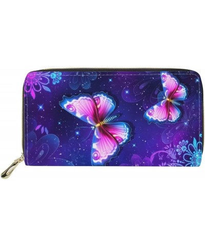 Long Wallet for Women Large Capacity Wallet Butterfly Flower Print Credit Card Holder PU Leather Clutch Purse Phone Wallet Pu...