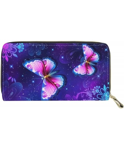 Long Wallet for Women Large Capacity Wallet Butterfly Flower Print Credit Card Holder PU Leather Clutch Purse Phone Wallet Pu...