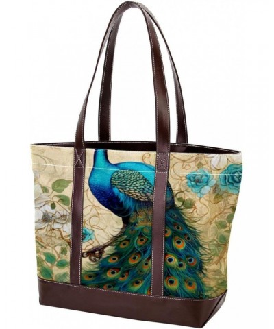 The Tote Bag For Women,Tote Bag With Zipper,Canvas Tote Bag,Abstract Peacock Feather Tail Handbags $21.59 Totes