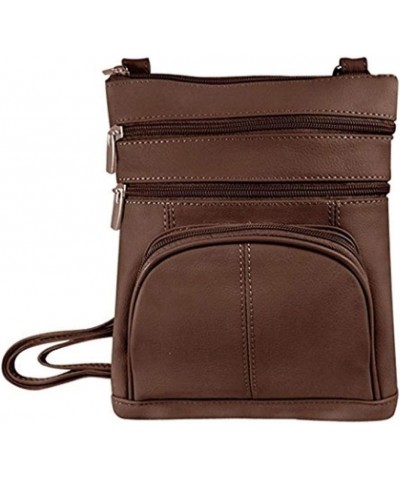 SILVERFEVER Genuine Leather Organizer Handbag Cross Body - Shoulder Travel Bag Brown $20.25 Crossbody Bags