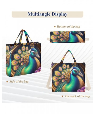 Corduroy Tote Bag Peacock Beautiful Cross Body Bag for Women Casual with Magnetic Clasp $13.44 Totes