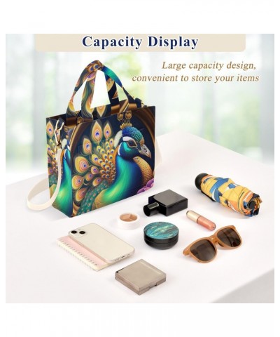 Corduroy Tote Bag Peacock Beautiful Cross Body Bag for Women Casual with Magnetic Clasp $13.44 Totes