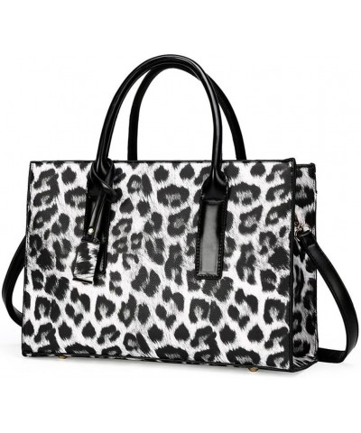 Women Leopard Print Handbag Top Handle Handbag Shoulder Bag Messenger Bag Large Capacity Handbag Gray $29.50 Handbags