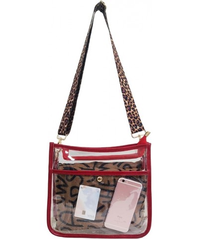 Women's Leopard Clear Bag for Stadium Events Clear Purse Clear Crossbody Bag Clear Tote Bag Wine Red $15.07 Crossbody Bags