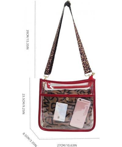 Women's Leopard Clear Bag for Stadium Events Clear Purse Clear Crossbody Bag Clear Tote Bag Wine Red $15.07 Crossbody Bags