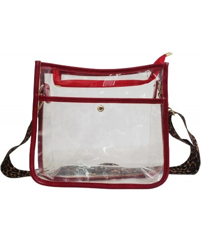 Women's Leopard Clear Bag for Stadium Events Clear Purse Clear Crossbody Bag Clear Tote Bag Wine Red $15.07 Crossbody Bags