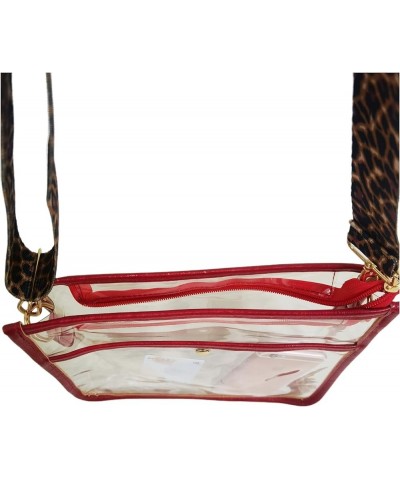 Women's Leopard Clear Bag for Stadium Events Clear Purse Clear Crossbody Bag Clear Tote Bag Wine Red $15.07 Crossbody Bags