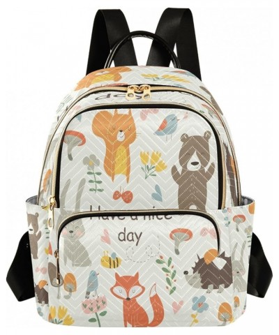 Bear Squirrel Bunny Fox Hedgehog Bird Women Backpack Purse Ladies Fashion Shoulder Bag Daypack Travel Bag 10L Small $18.19 Ba...