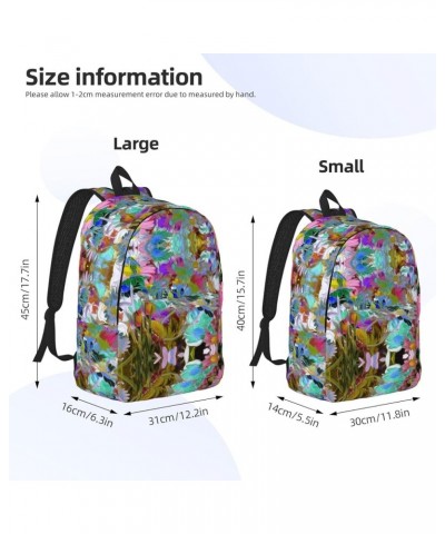 Colored Flower Print Casual Double Shoulder Daypack,Anti-Theft Travel Canvas Backpack For Men And Women Black Small $20.68 Ba...