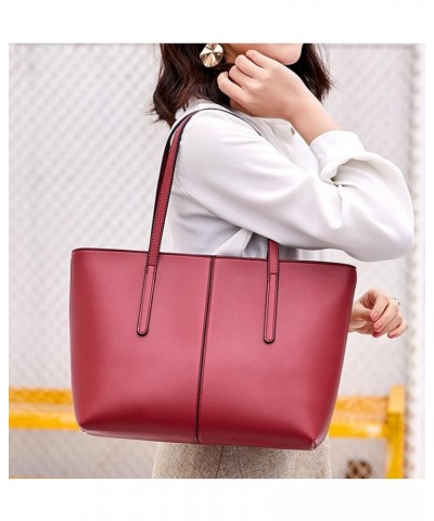 Women Large Capacity Tote Bag Soft Leather Purse Handbag Classic Fashion Shoulder Bag Ladies Tote with Zipper (Black) Red $19...