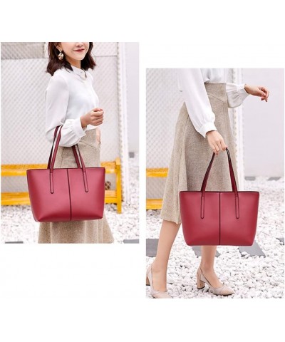 Women Large Capacity Tote Bag Soft Leather Purse Handbag Classic Fashion Shoulder Bag Ladies Tote with Zipper (Black) Red $19...