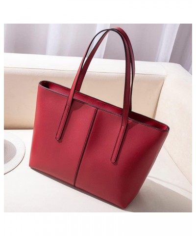 Women Large Capacity Tote Bag Soft Leather Purse Handbag Classic Fashion Shoulder Bag Ladies Tote with Zipper (Black) Red $19...