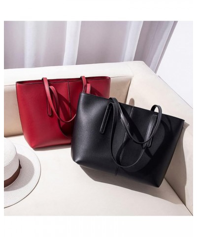 Women Large Capacity Tote Bag Soft Leather Purse Handbag Classic Fashion Shoulder Bag Ladies Tote with Zipper (Black) Red $19...