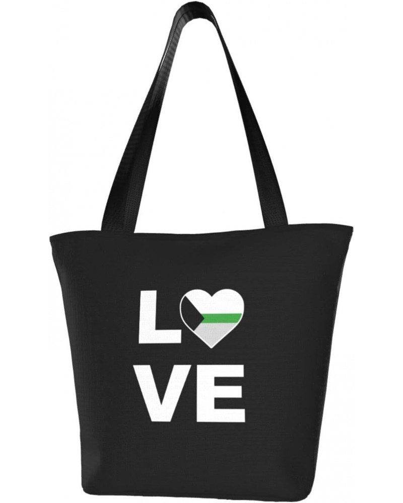 Demiromantic Pride Flag Love LGBTQ Women'S Casual One Shoulder Carry Shopping Bag Large Capacity Working Storage Handbag $21....