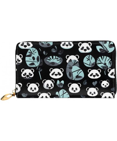 Black And White Panda Face Women'S Wallet, Leather Large Capacity Clutch Bag, Women'S Cell Phone Clutch Bag, Credit Card Hold...