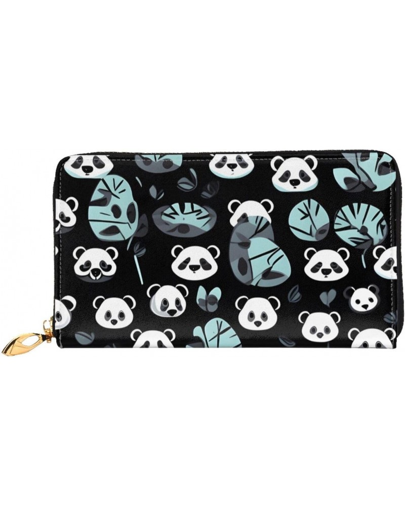 Black And White Panda Face Women'S Wallet, Leather Large Capacity Clutch Bag, Women'S Cell Phone Clutch Bag, Credit Card Hold...