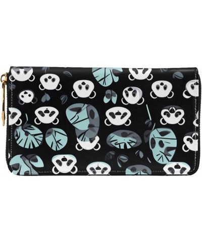 Black And White Panda Face Women'S Wallet, Leather Large Capacity Clutch Bag, Women'S Cell Phone Clutch Bag, Credit Card Hold...