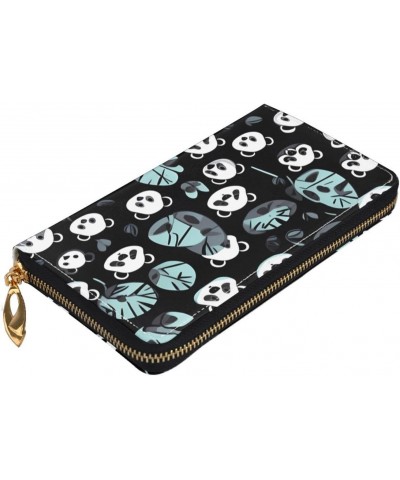 Black And White Panda Face Women'S Wallet, Leather Large Capacity Clutch Bag, Women'S Cell Phone Clutch Bag, Credit Card Hold...