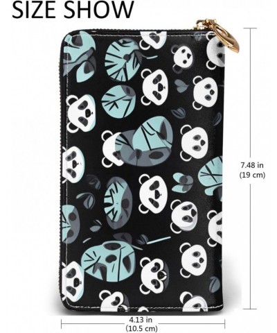 Black And White Panda Face Women'S Wallet, Leather Large Capacity Clutch Bag, Women'S Cell Phone Clutch Bag, Credit Card Hold...