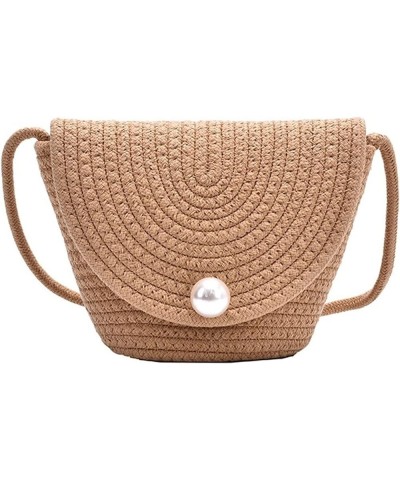 Summer Weaving Straw Bag Small Solid Color Travel Crossbody Bags For Women Female Fashion Design Beach Shoulder Handbags Khak...