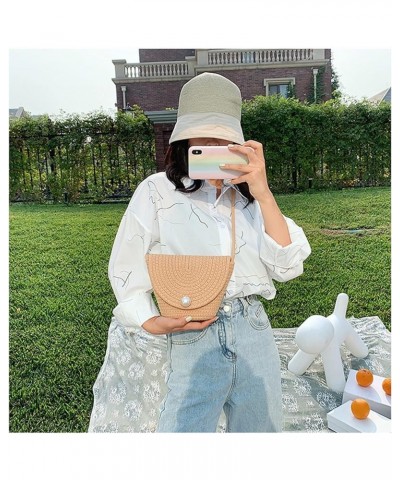 Summer Weaving Straw Bag Small Solid Color Travel Crossbody Bags For Women Female Fashion Design Beach Shoulder Handbags Khak...