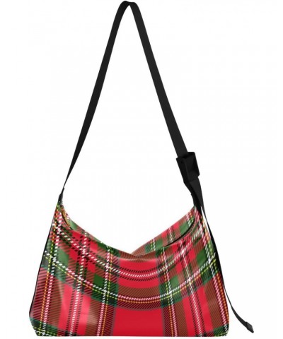 Xmas Red and Green Plaid Crossbody Bags for Women PU Leather Large Shoulder Bag Hobo Purse $14.19 Hobo Bags