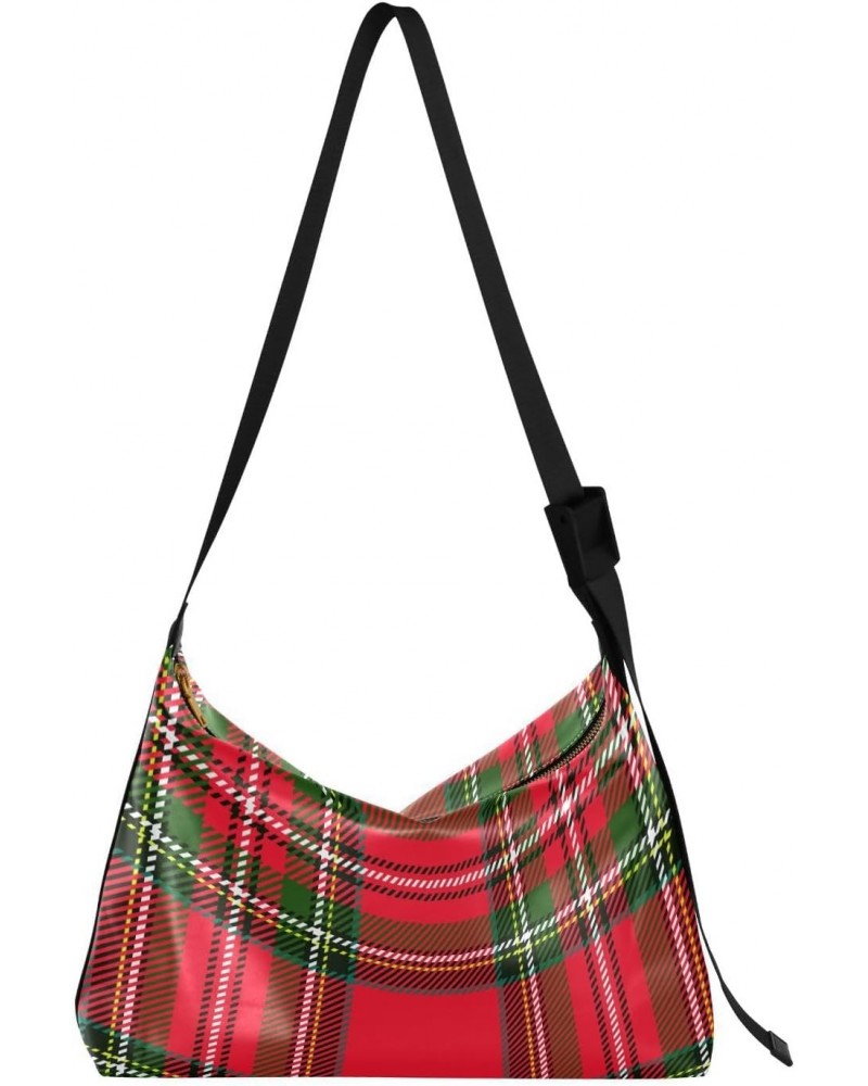 Xmas Red and Green Plaid Crossbody Bags for Women PU Leather Large Shoulder Bag Hobo Purse $14.19 Hobo Bags