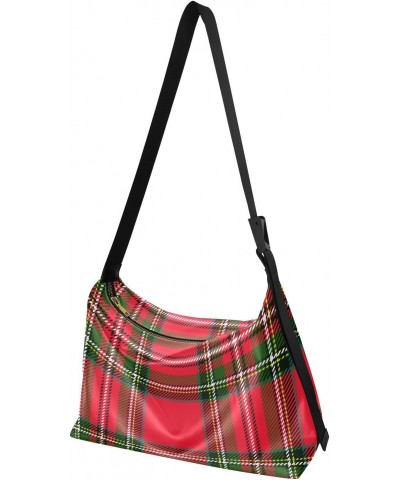 Xmas Red and Green Plaid Crossbody Bags for Women PU Leather Large Shoulder Bag Hobo Purse $14.19 Hobo Bags