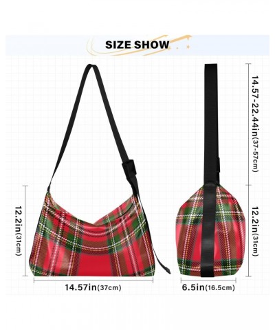 Xmas Red and Green Plaid Crossbody Bags for Women PU Leather Large Shoulder Bag Hobo Purse $14.19 Hobo Bags