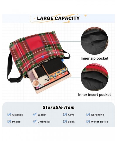 Xmas Red and Green Plaid Crossbody Bags for Women PU Leather Large Shoulder Bag Hobo Purse $14.19 Hobo Bags