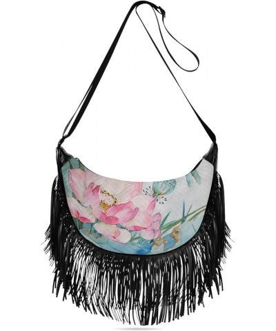 Women Fringe Tassel Cross Body Bag Pug Dragonfly Leisure Shoulder Bag Color100 $11.36 Crossbody Bags