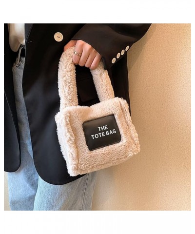 Small Tote Bag for Women Cute Plush Handbag Fluffy Stylish Shoulder Purse Furry Purse Tote Purse Autumn and Winter Khaki $14....