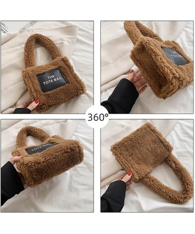 Small Tote Bag for Women Cute Plush Handbag Fluffy Stylish Shoulder Purse Furry Purse Tote Purse Autumn and Winter Khaki $14....